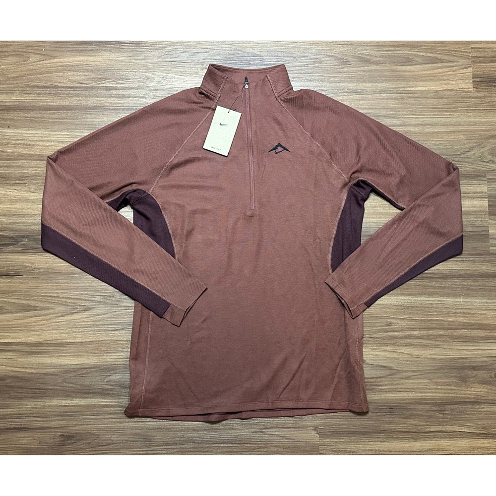 Nike Trail Mens Dri-FIT Half Zip Running Pullover Brown (FV9994-218) Sz S